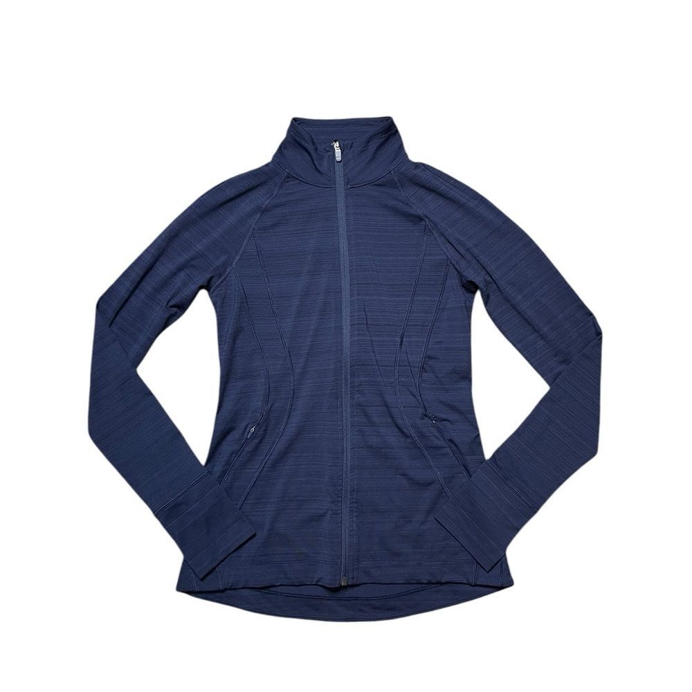 Athleta Navy Zip-Up Long Sleeve Jacket